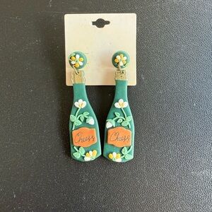 Floral Champagne Bottle Earrings
